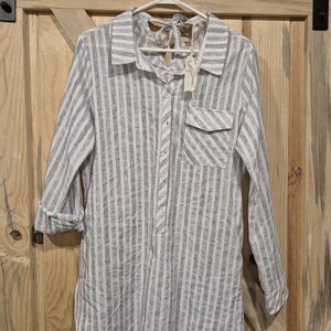 Mystree Women's Striped Button Down Shirt, Dress, Swim Coverup